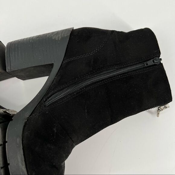 Primark Wide Fit Suede Bootie Size 6 chunky Y2k inspired zipper front disco - Picture 8 of 13